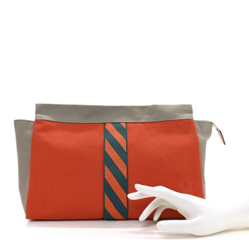 HERMES Canvas Jimetou GM Orange Feu Gris Ponce