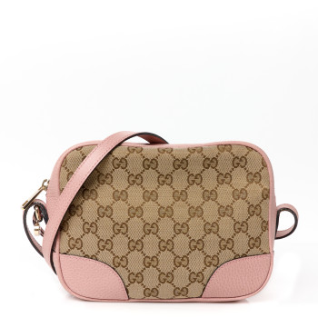 GUCCI Monogram Mini Bree Messenger Bag Beige Soft Pink