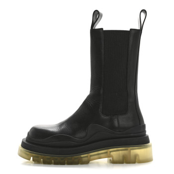 BOTTEGA VENETA Calfskin The Tire Chelsea Boots 36 Black Transparent