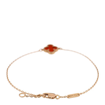 VAN CLEEF & ARPELS 18K Rose Gold Carnelian Sweet Alhambra Bracelet