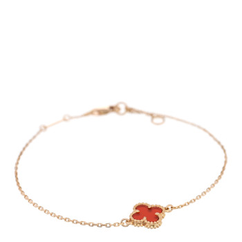 VAN CLEEF & ARPELS 18K Rose Gold Carnelian Sweet Alhambra Bracelet