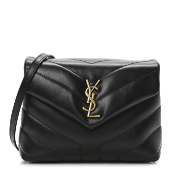SAINT LAURENT Calfskin Y Quilted Monogram Toy Loulou Crossbody Bag Black