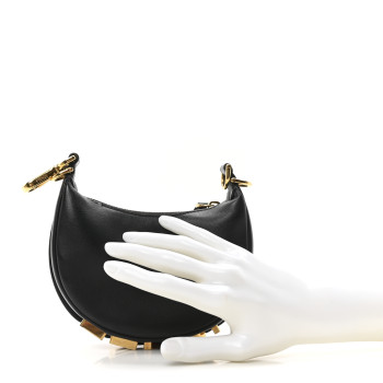 FENDI Vitello Grace Matte Nano Fendigraphy Hobo Charm Black
