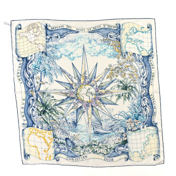 CHRISTIAN DIOR Silk Rêve d'Infini Square Scarf Blue