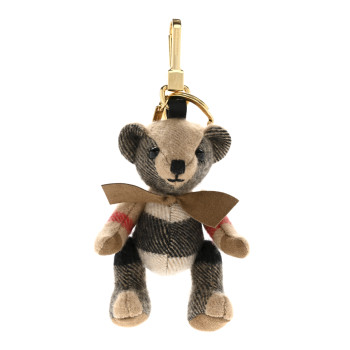 BURBERRY Cashmere House Check Thomas Bear Bag Charm Camel Gold
