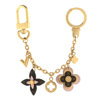 LOUIS VUITTON Brass Monogram Blooming Flowers Bag Charm Key Holder Rose Ballerine