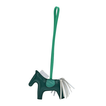 HERMES Milo Lambskin Matte Alligator Touch Grigri Rodeo Horse Bag Charm PM Malachite Menthe Bleu Brume Vert Jade
