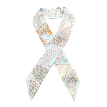 HERMES Silk De l'Ombrelle Aux Duels Twilly Ciel Rose Pale Orange