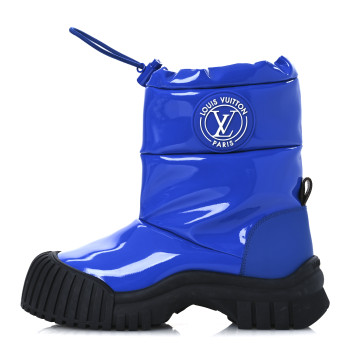 LOUIS VUITTON Patent Ruby Flat Half Boots 36 Blue