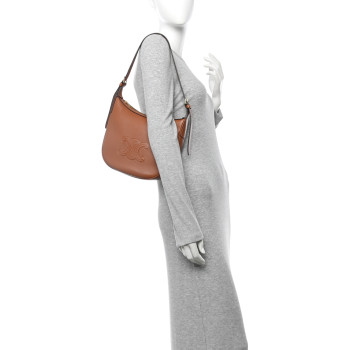 CELINE Supple Calfskin Small Triomphe Heloise Shoulder Bag Tan