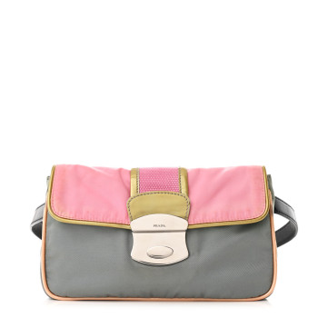PRADA Nylon Vernice Belt Bag Pink Gray