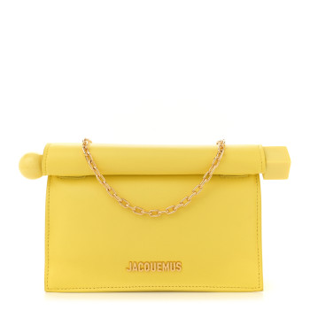 JACQUEMUS Smooth Calfskin La Petite Pochette Rond Carre Yellow