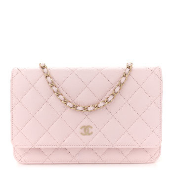 CHANEL Caviar Quilted Wallet on Chain WOC Light Pink
