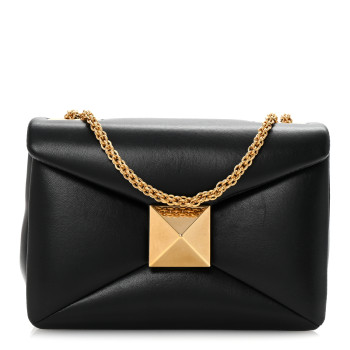 VALENTINO GARAVANI Nappa One Stud Chain Clutch Black