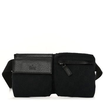 GUCCI GG Monogram Double Pocket Belt Bag Black
