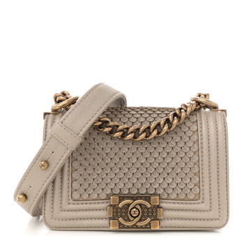 CHANEL Metallic Lambskin Mini Scaled Boy Flap Gold