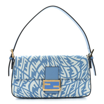 FENDI X SARAH COLEMAN Glazed Canvas Vitello King FF Vertigo Baguette 1997 Cyber Blue White