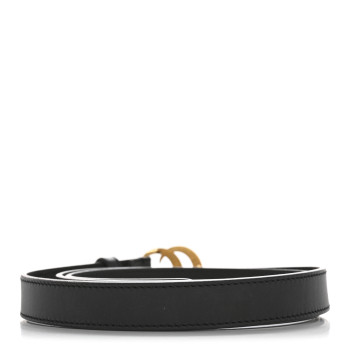 GUCCI Calfskin Pearl Double G 20mm Belt 90 36 Black Cream