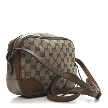 GUCCI Monogram Mini Bree Messenger Bag Beige Tabacco