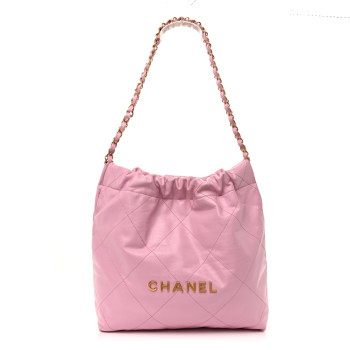 CHANEL Shiny Calfskin Quilted Small Chanel 22 Lilac