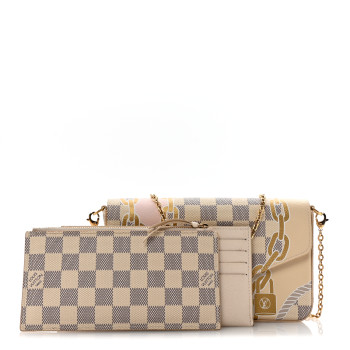 LOUIS VUITTON Damier Azur Nautical Pochette Felicie Chain Wallet