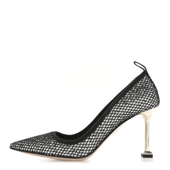 MIU MIU Glitter Rete 85 Pumps 35.5 Silver Black