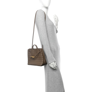 BOTTEGA VENETA Nappa Intrecciato Small Andiamo Shoulder Bag Taupe Grey