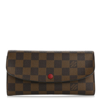 LOUIS VUITTON Damier Ebene Emilie Wallet Red
