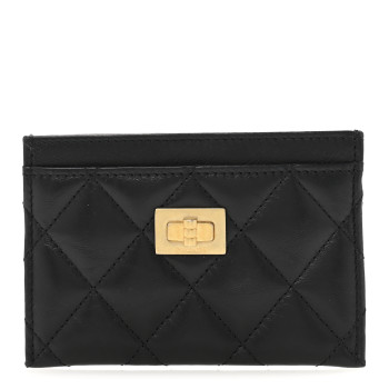 CHANEL Aged Calfskin Quilted Reissue Card Holder Black