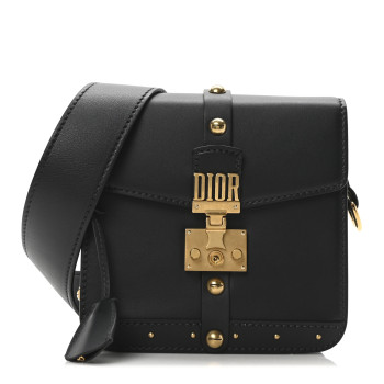CHRISTIAN DIOR Calfskin Studded Square Dioraddict Flap Black