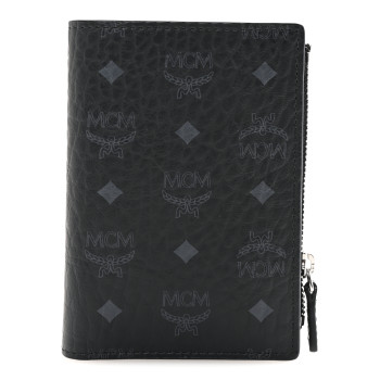 MCM Visetos Mini Bifold Zip Card Wallet Black