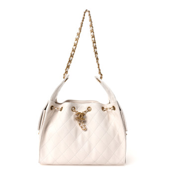 CHANEL Caviar Quilted Small Chanel 25 Handbag White