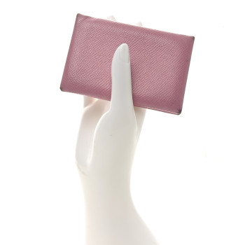 HERMES Epsom Calvi Card Case 5P Pink