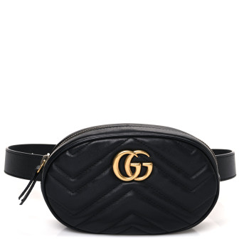 GUCCI Calfskin Matelasse GG Marmont Belt Bag 75 30 Black