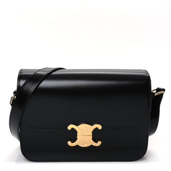 CELINE Shiny Calfskin Medium Triomphe Black