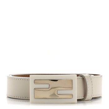 FENDI Calfskin Enamel  FF Belt 85 34  White