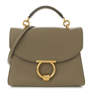 SALVATORE FERRAGAMO Calfskin Small Margot Top Handle Satchel Verde Olivo