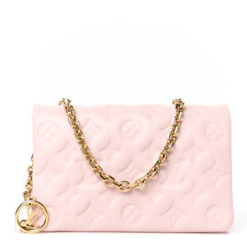 LOUIS VUITTON Lambskin Embossed Monogram Pochette Coussin Rose