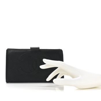 CHANEL Caviar Timeless CC French Wallet Black