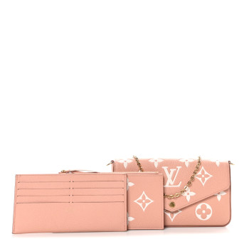 LOUIS VUITTON Empreinte Monogram Giant Felicie Pochette Chain Wallet Rose Trianon Creme