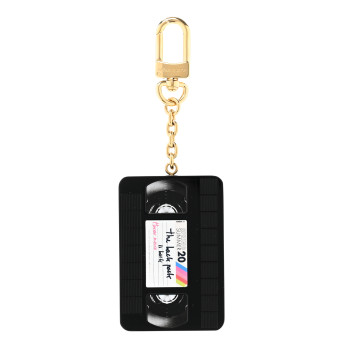 LOUIS VUITTON Calfskin Monogram LV Record Bag Charm Black