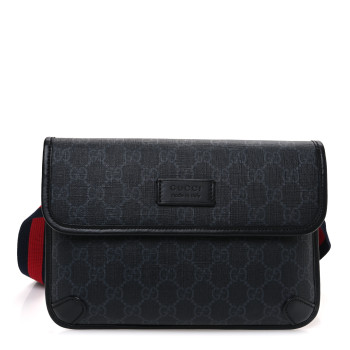 GUCCI GG Supreme Monogram Web Slim Belt Bag Black Grey