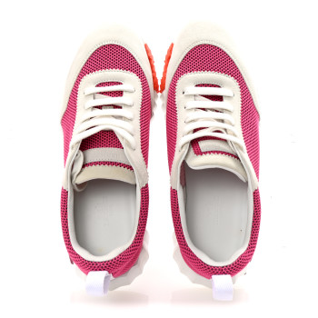 HERMES Air Mesh Suede Goatskin Bouncing Sneakers 38.5 Rose Multicolor