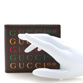 GUCCI Textured Dollar Calfskin Gucci 100 Centennial Music Wallet New Acero New Shamarock Crop Hibiscus Red