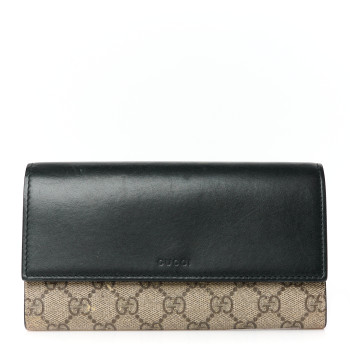 GUCCI Calfskin GG Supreme Monogram Continental Wallet Black