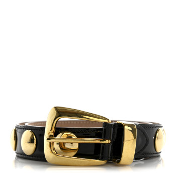 KHAITE Patent Calfskin Studded Benny Belt XS/S 75/30 Black Gold