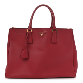 PRADA Saffiano Lux Large Galleria Double Zip Tote Fuoco