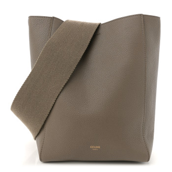 CELINE Soft Grained Calfskin Small Sangle Bucket Bag Taupe