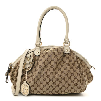 GUCCI Monogram Medium Sukey Boston Off White