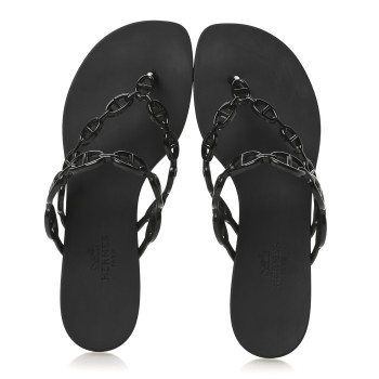 HERMES Rubber Chaine d'Ancre Island Sandals 36 Black